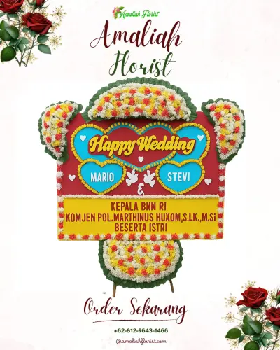 Karangan Papan Bunga Pernikahan di Sukajati